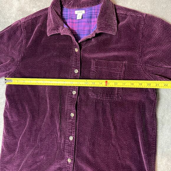 LL Bean Quilt Lined Cordoroy Jacket Sweater Women's M Purple Shacket Outdoor - Picture 7 of 10